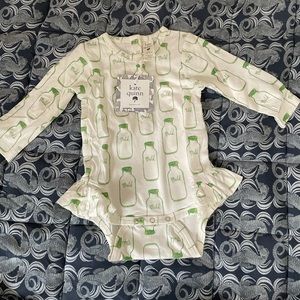 Kate Quinn organics ruffle milk jar onesie